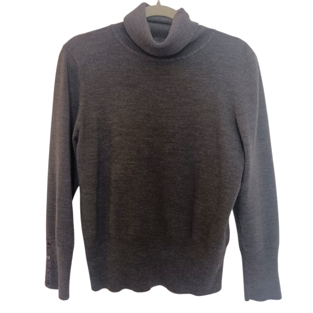 JM Collections Sweater Women's Size L Gray‎ Turtleneck Long Sleeve Soft